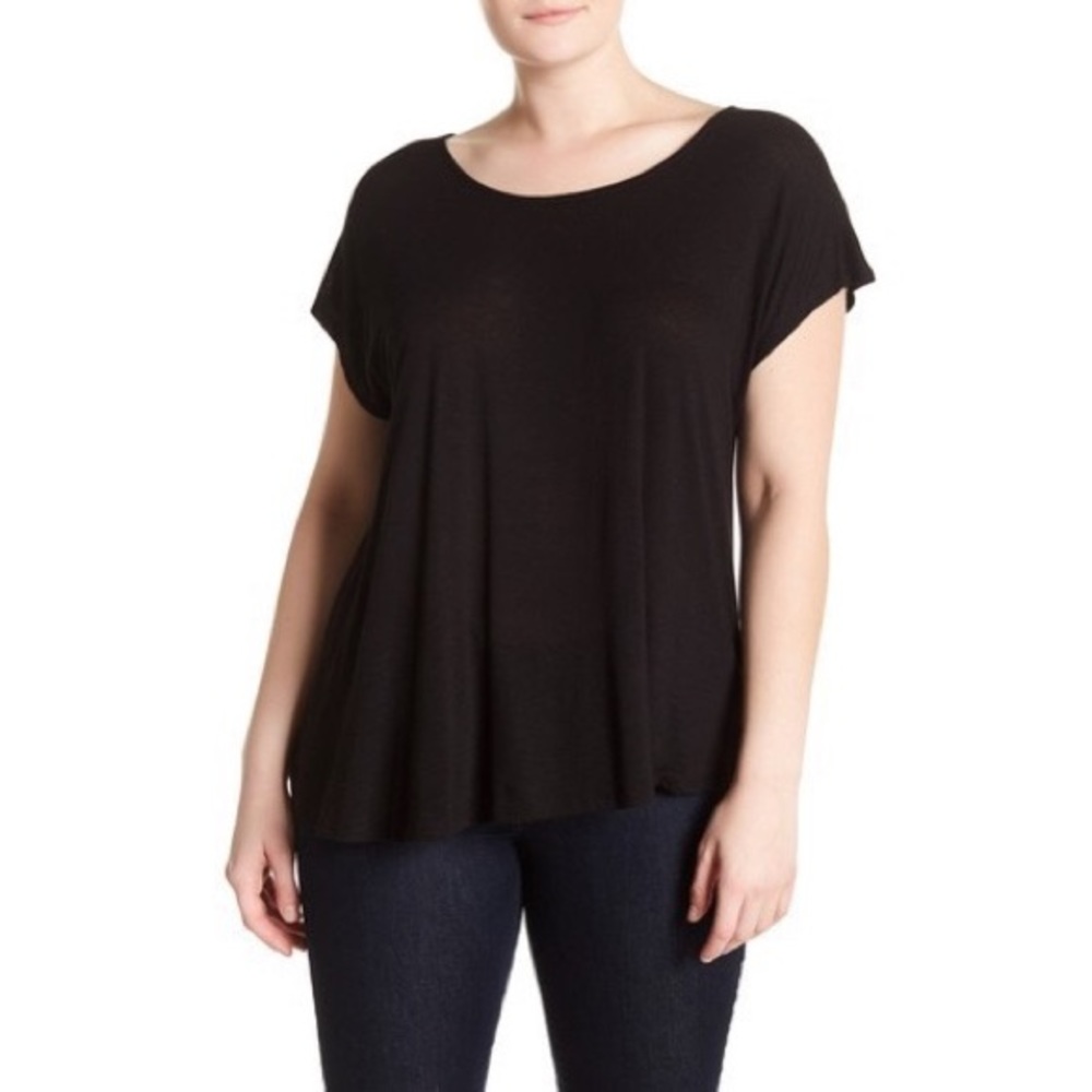 Bobeau Cut Out Bow Back Tee Black Size Small NWT